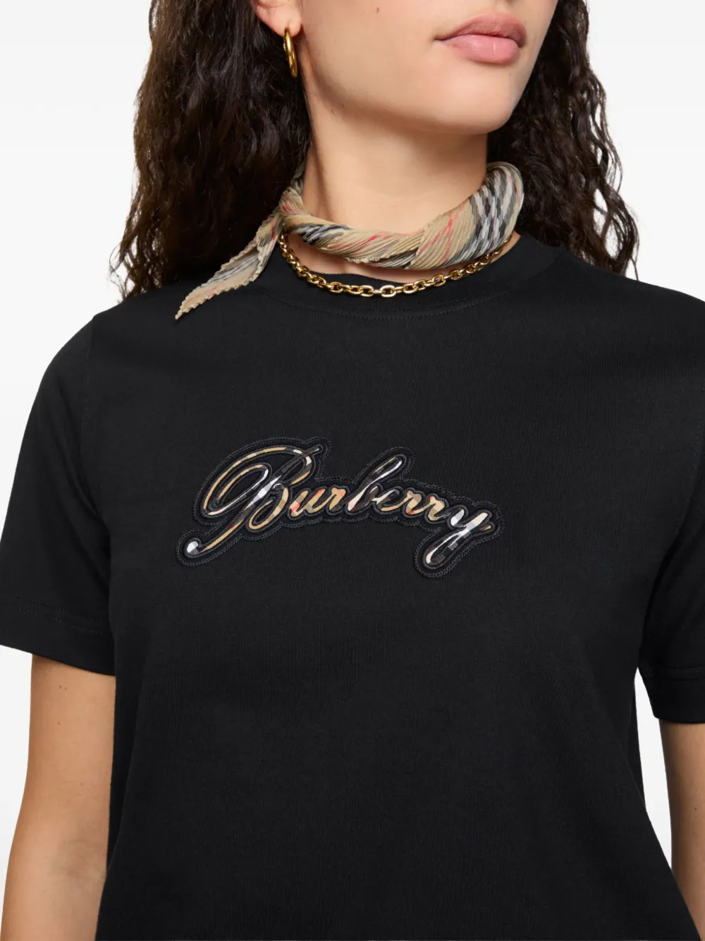 Burberry Katoenen T-shirt met logo Zwart