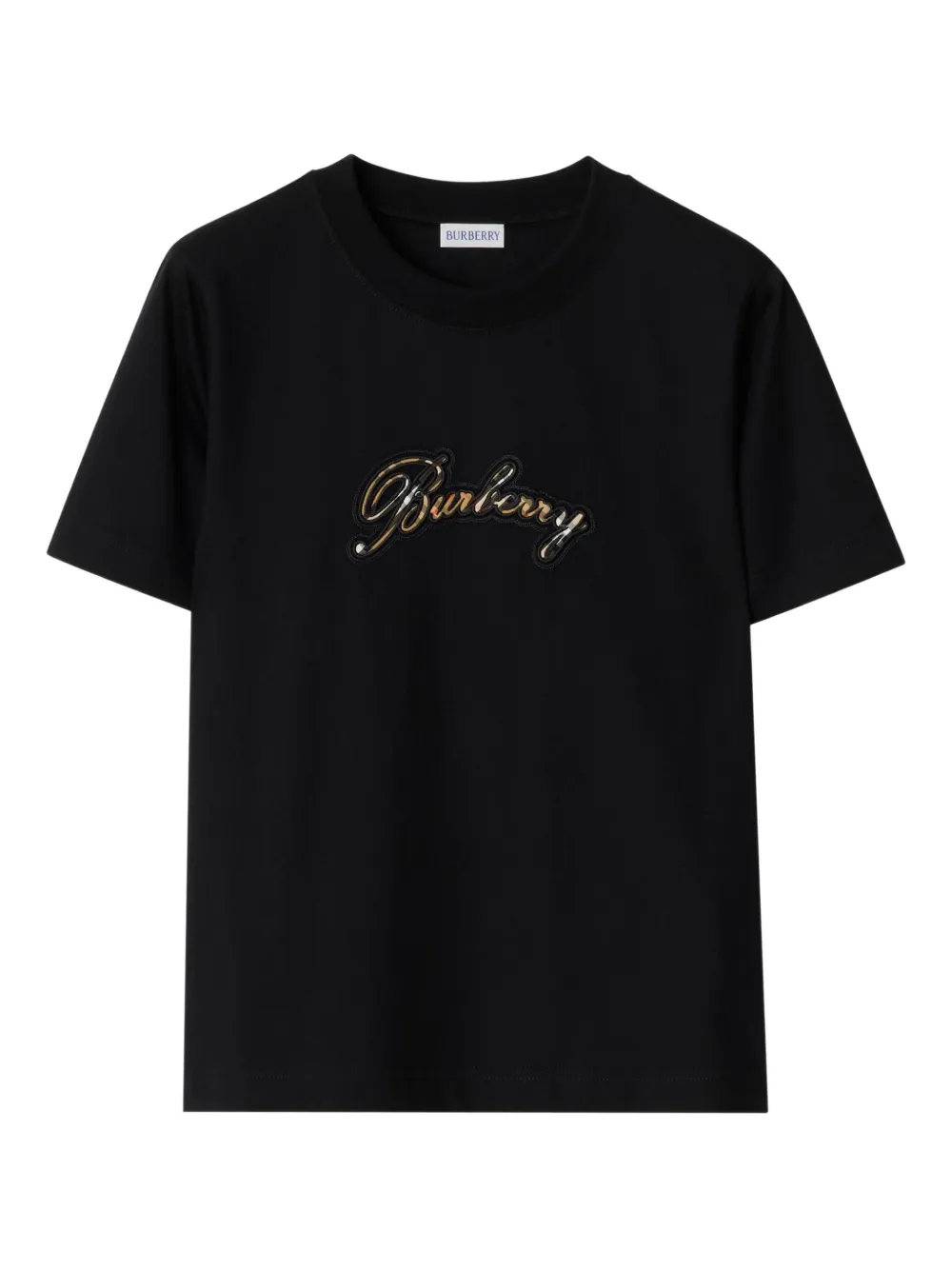 Burberry Cursive Logo Cotton T-shirt In Black