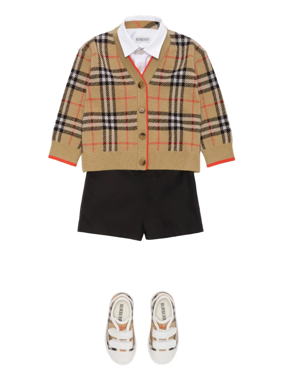 Burberry Kids checked V-neck cardigan - Neutrals