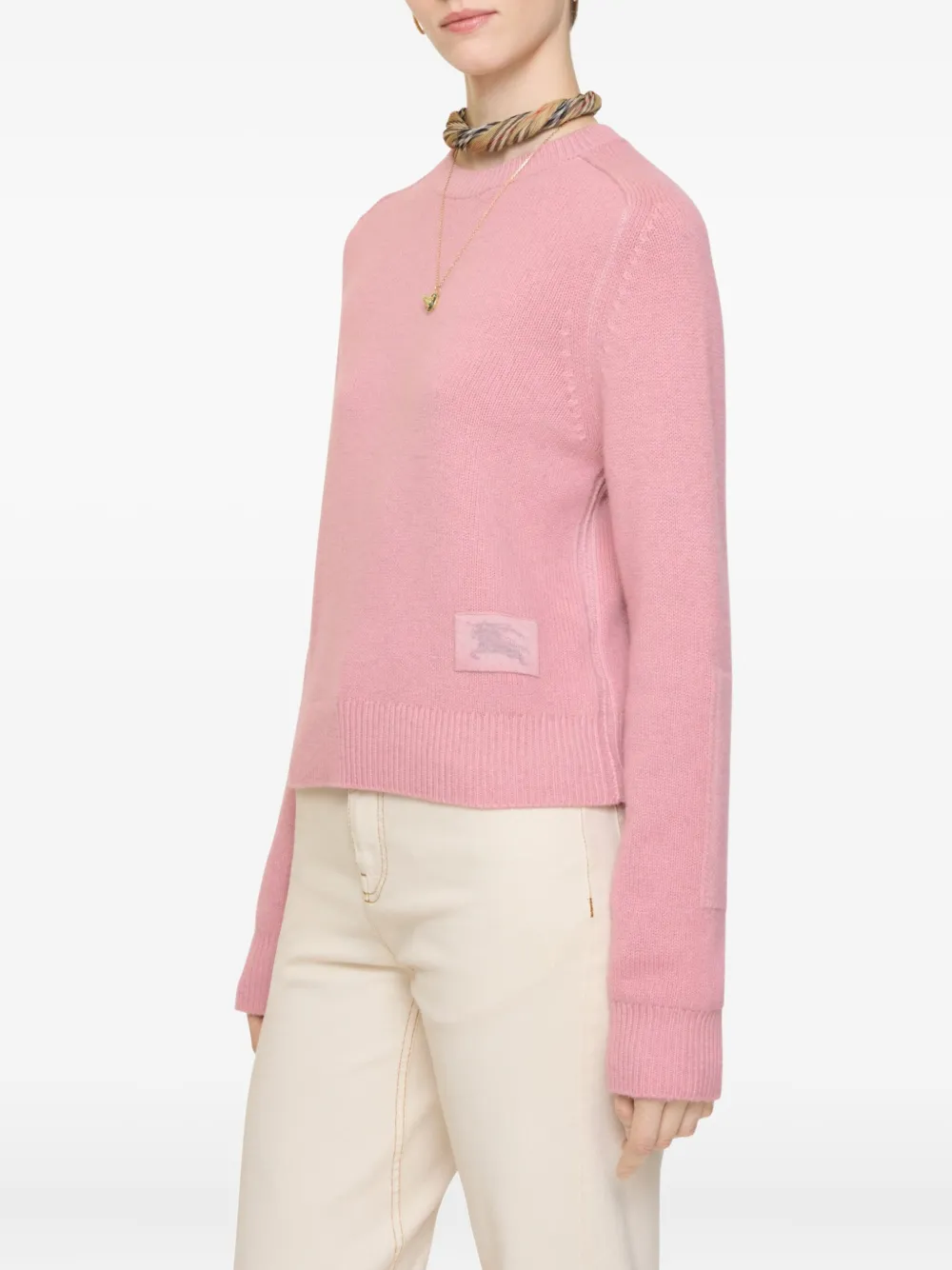Burberry Constance Cashmere Crewneck Sweater In Pink
