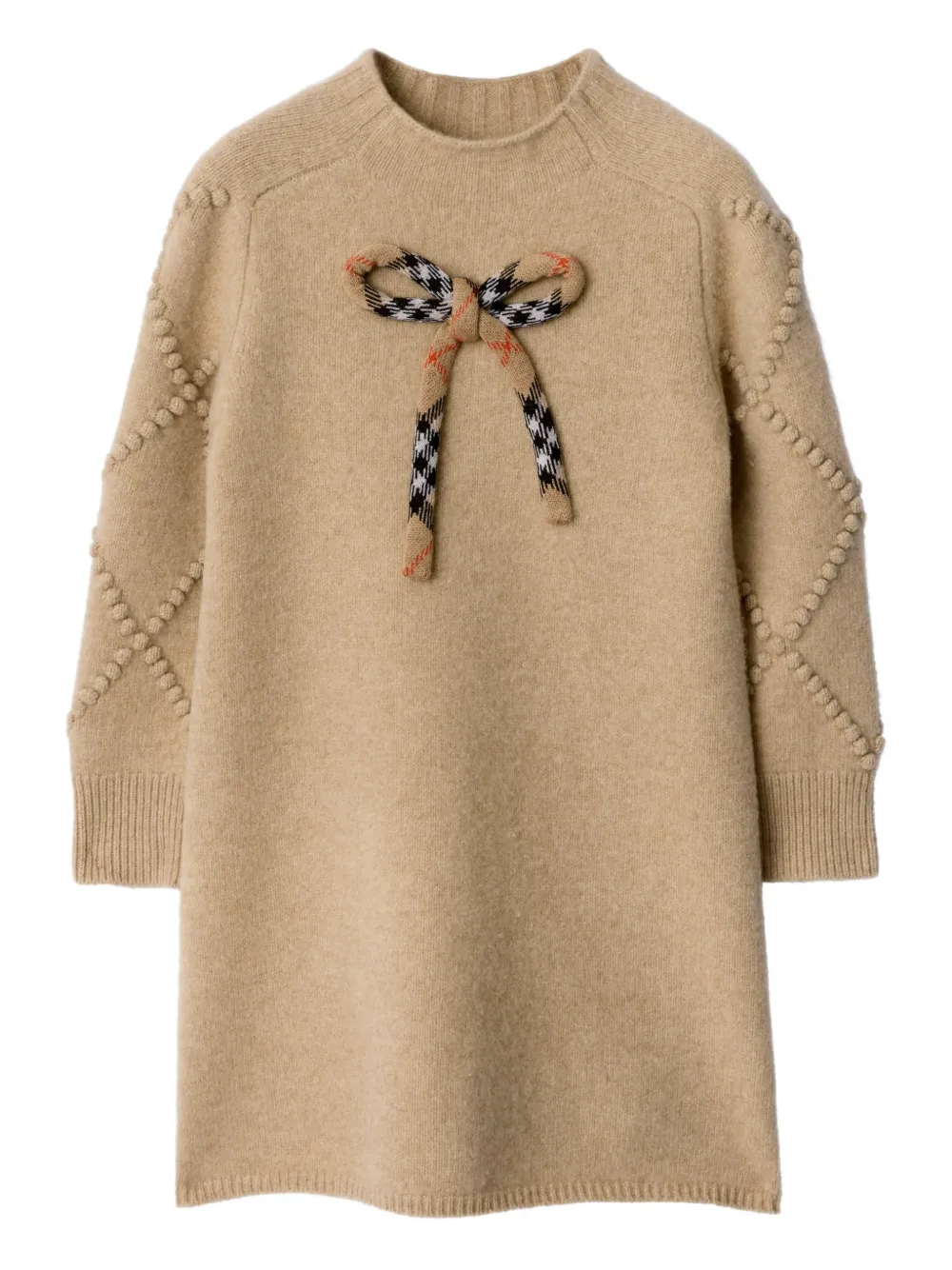 Burberry Kids checked-bow knit dress - Neutrals