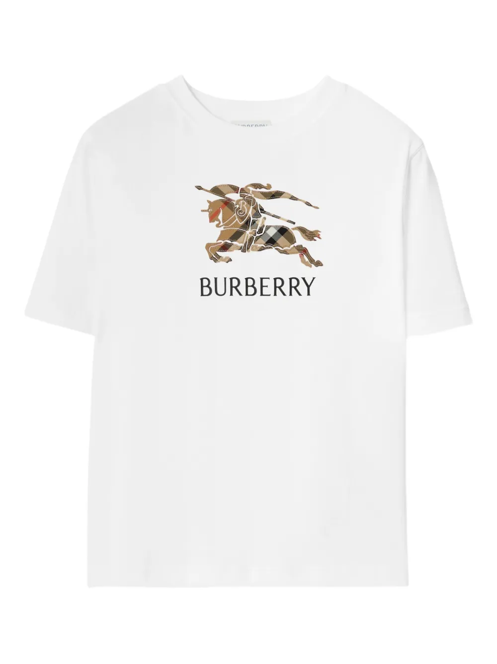 Burberry Kids EKD check cotton T-shirt - Bianco