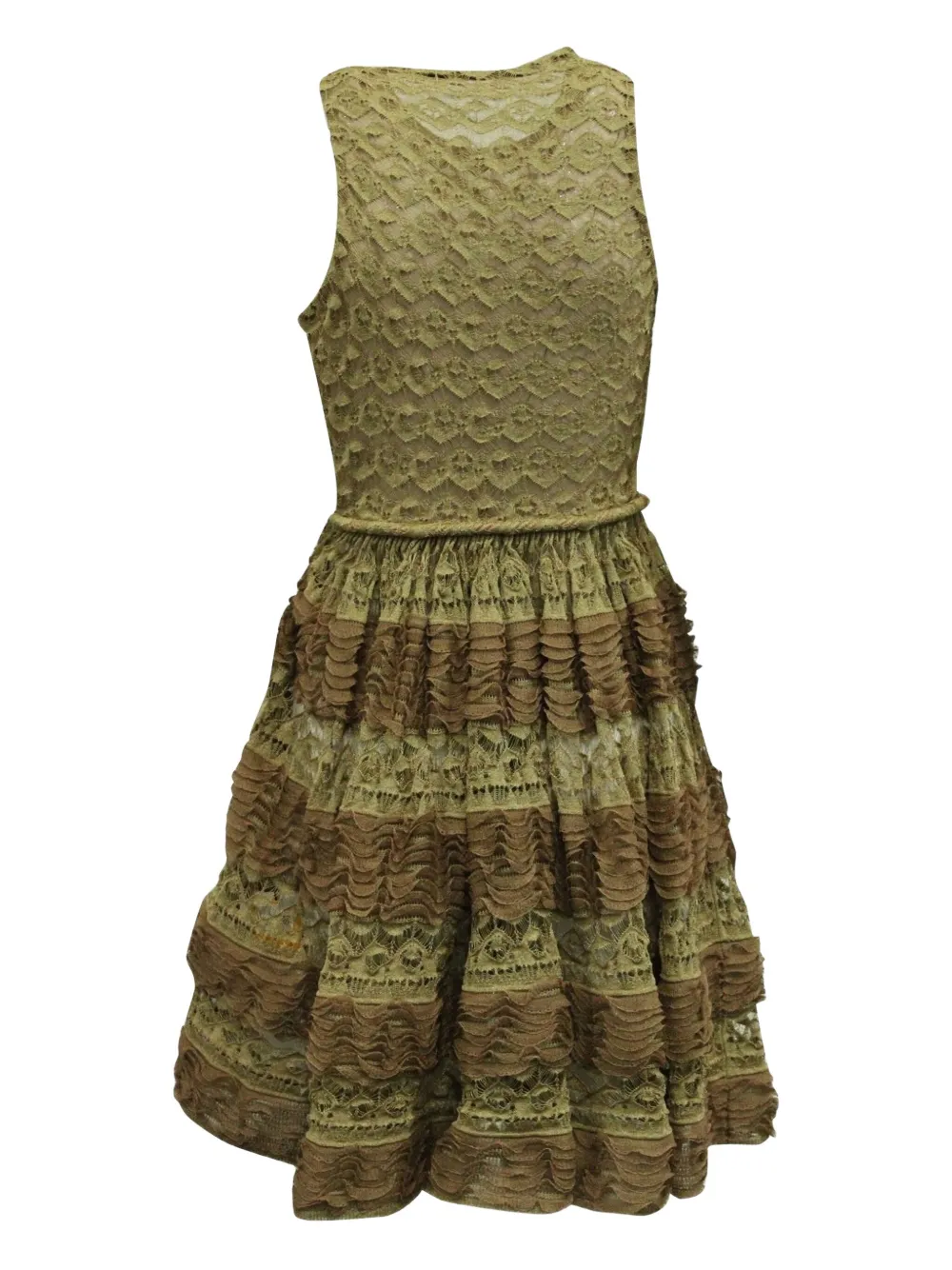 Alaïa Pre-Owned 97 mm gelaagde jurk met kant - Beige