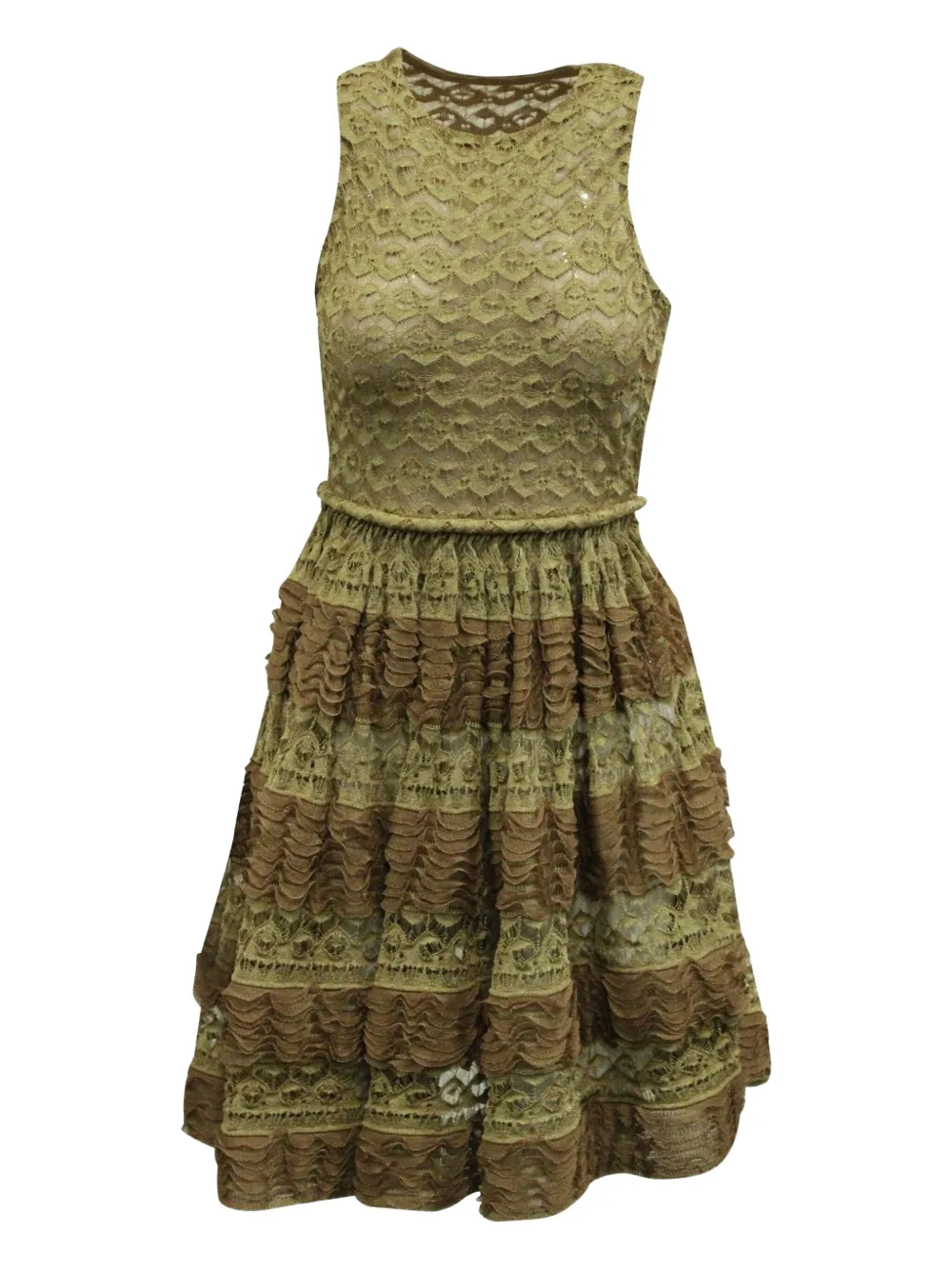Pre-owned Alaïa 970mm Layered Lace Tiered Dress In Neutral