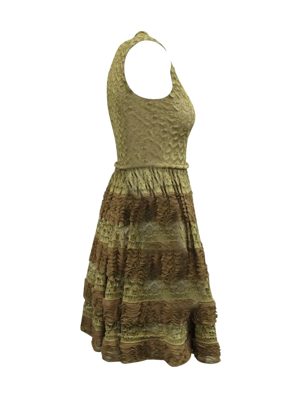 Pre-owned Alaïa 970mm Layered Lace Tiered Dress In Neutral