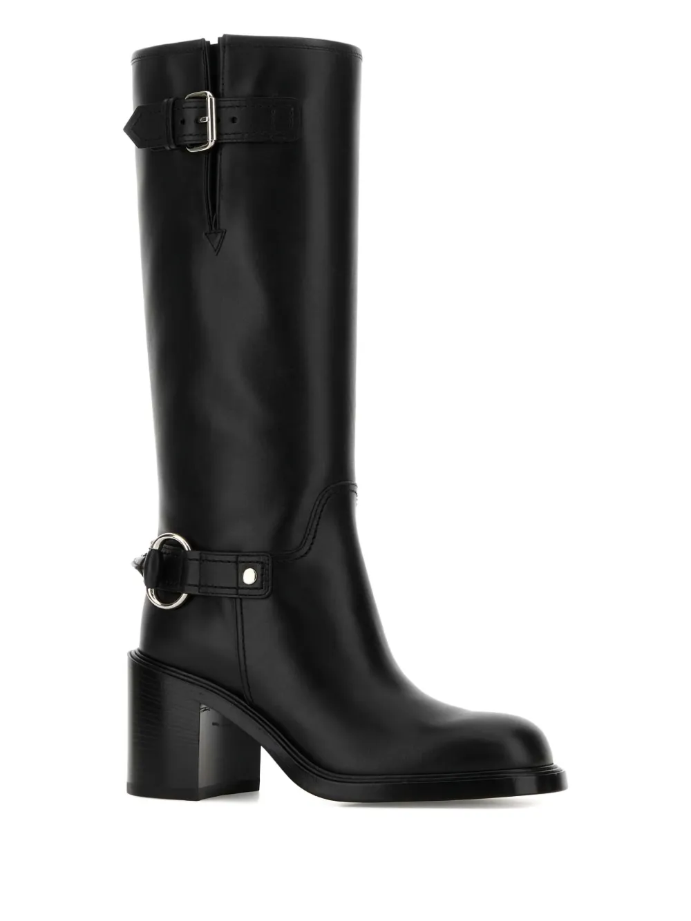 Gucci 70mm Buckle Leather Boots In Black