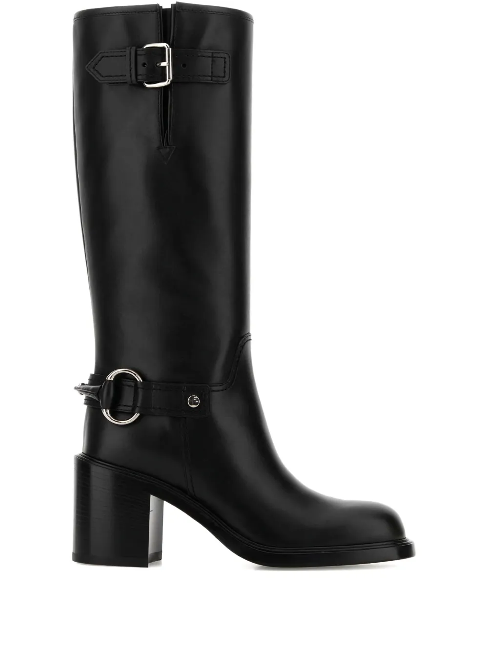 Gucci 70mm Buckle Leather Boots In Black