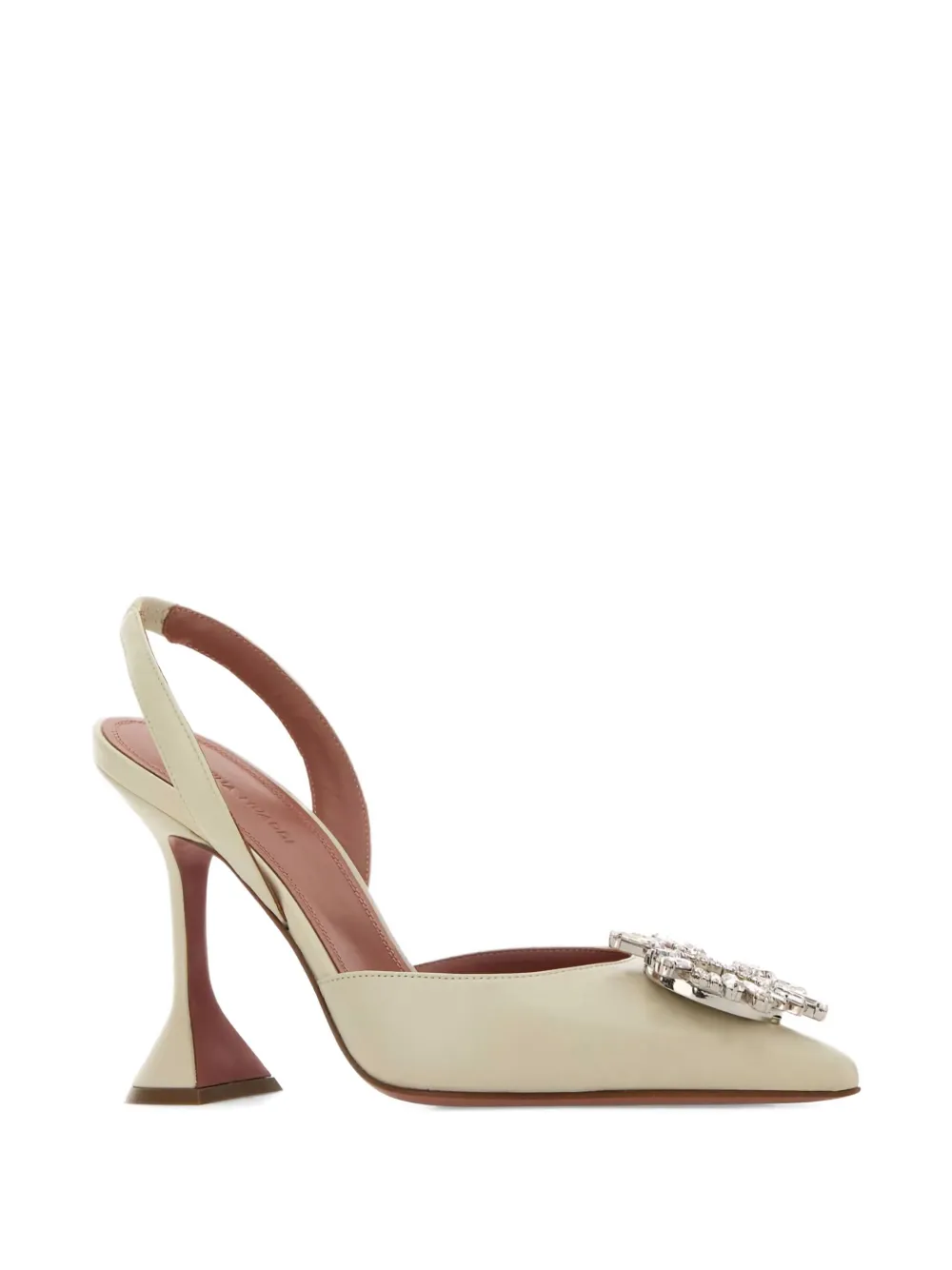 Amina Muaddi Begum Embellished Leather Pumps In Neutral