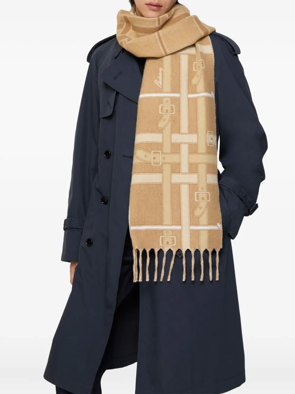 Burberry Belt Check Cashmere Scarf In Neutral