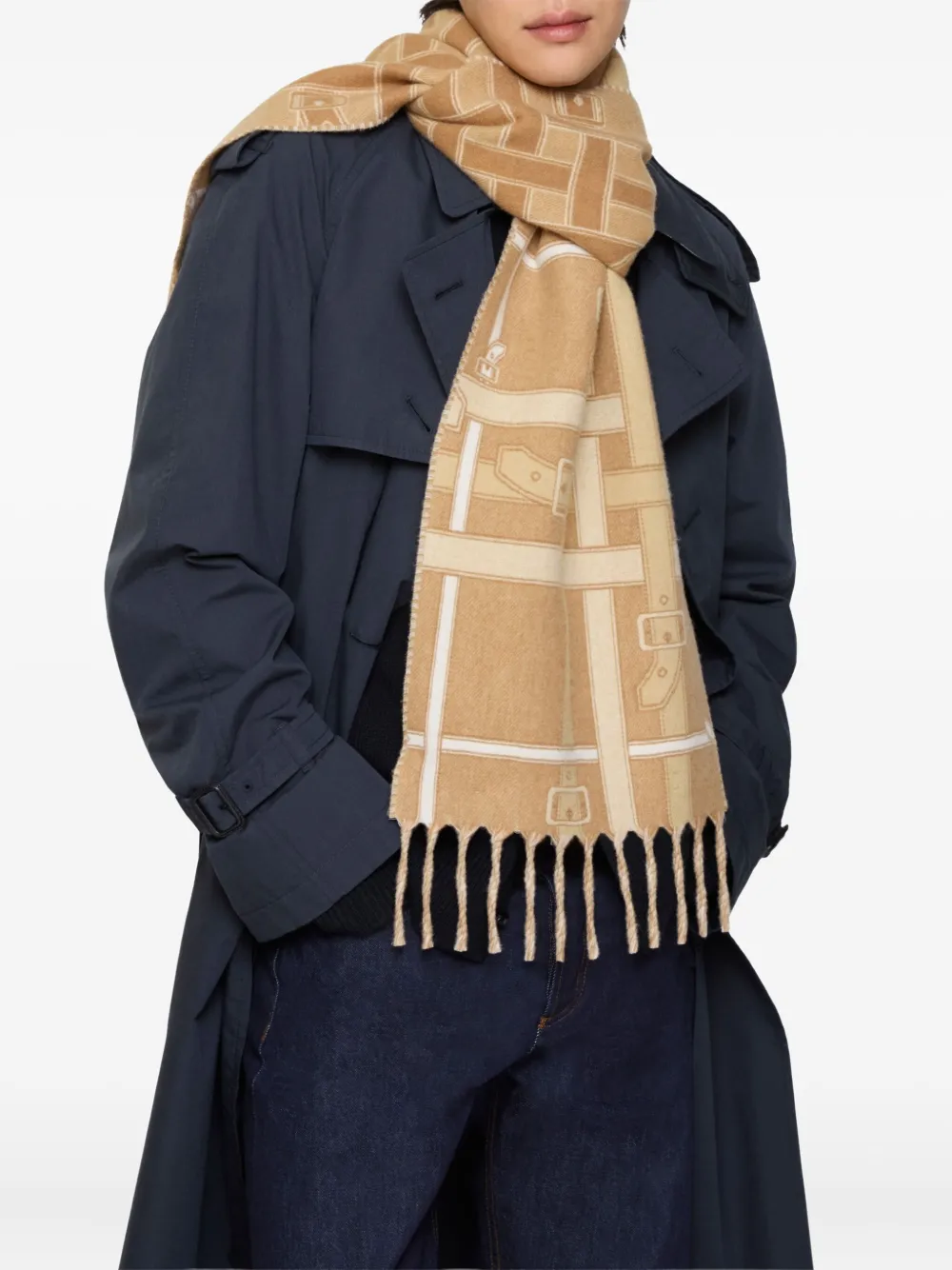 Burberry Belt Check Cashmere Scarf In Neutral