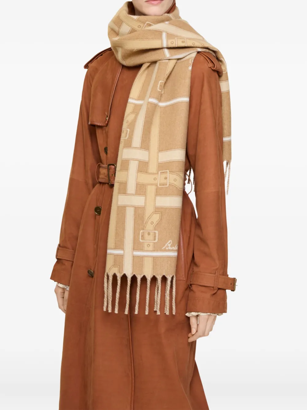 Burberry Belt Check Cashmere Scarf In Neutral