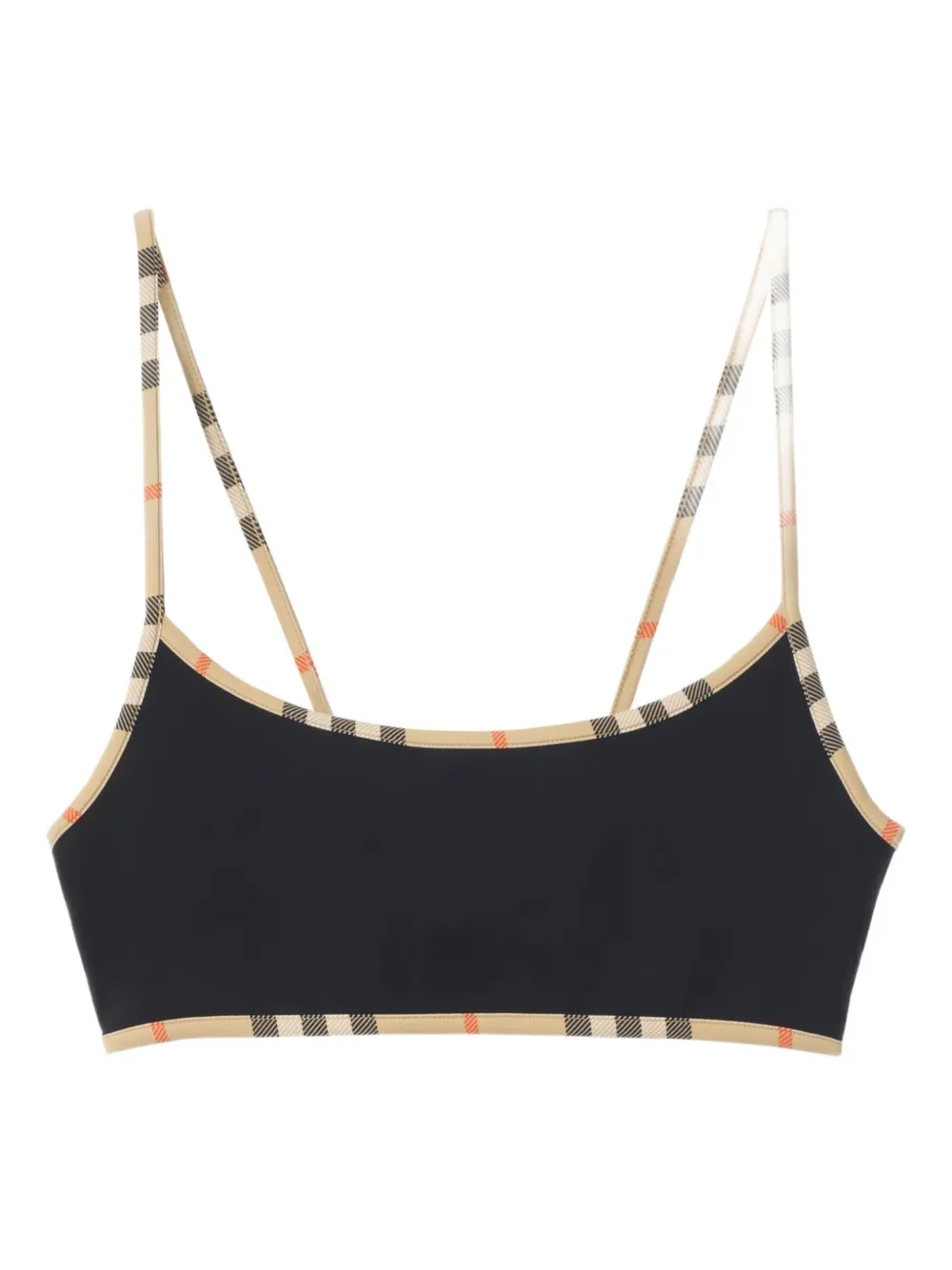 Burberry Check-trim Bikini Top In Black