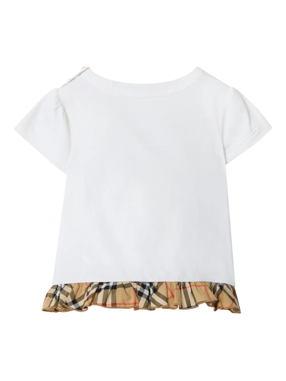 Burberry Kids T-shirt met ruches en geruite afwerking Wit