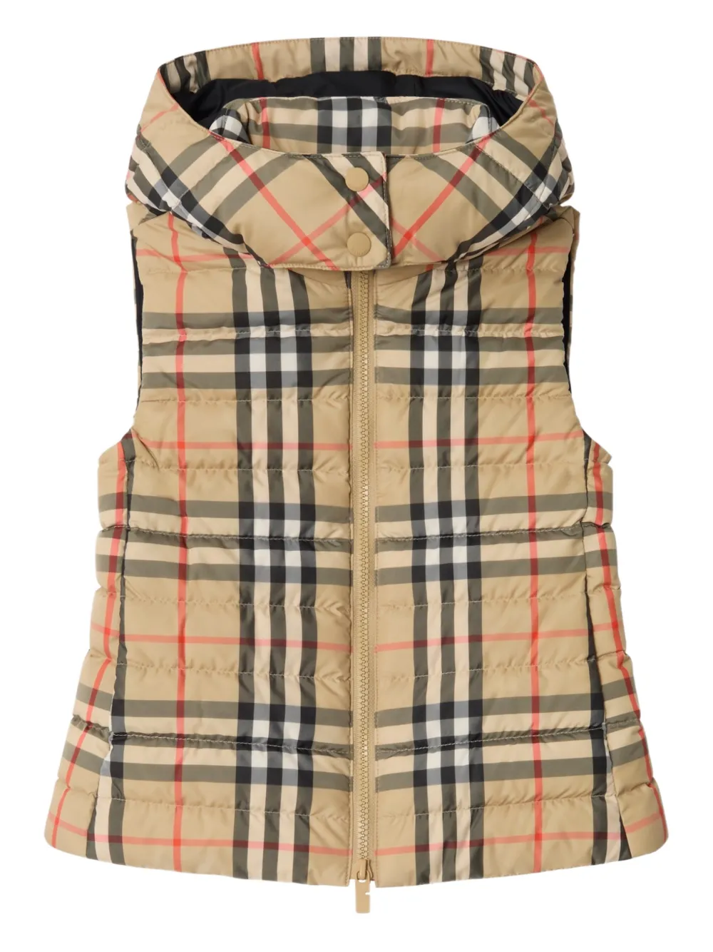 Burberry Kids checked hooded puffer gilet - Nude
