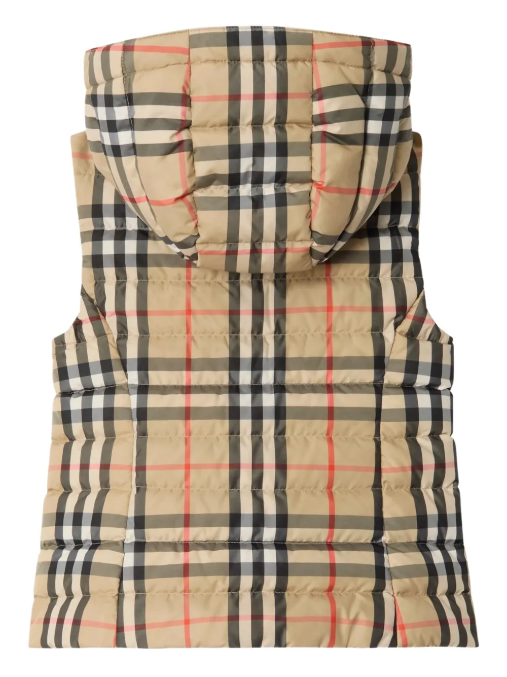 Checked Hooded Puffer Gilet