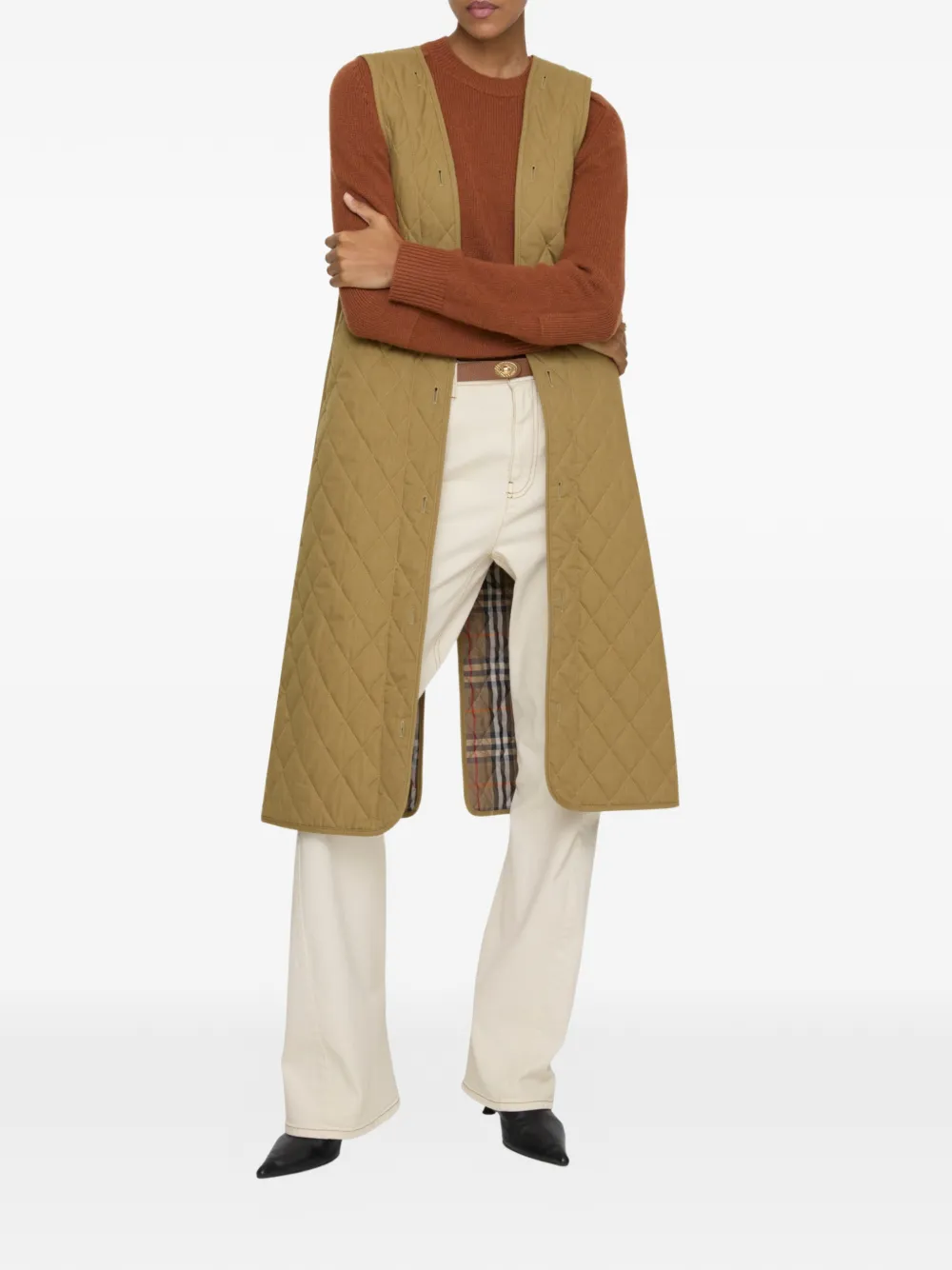 Burberry Fitzrovia lange canvas trenchcoat met warmer Beige