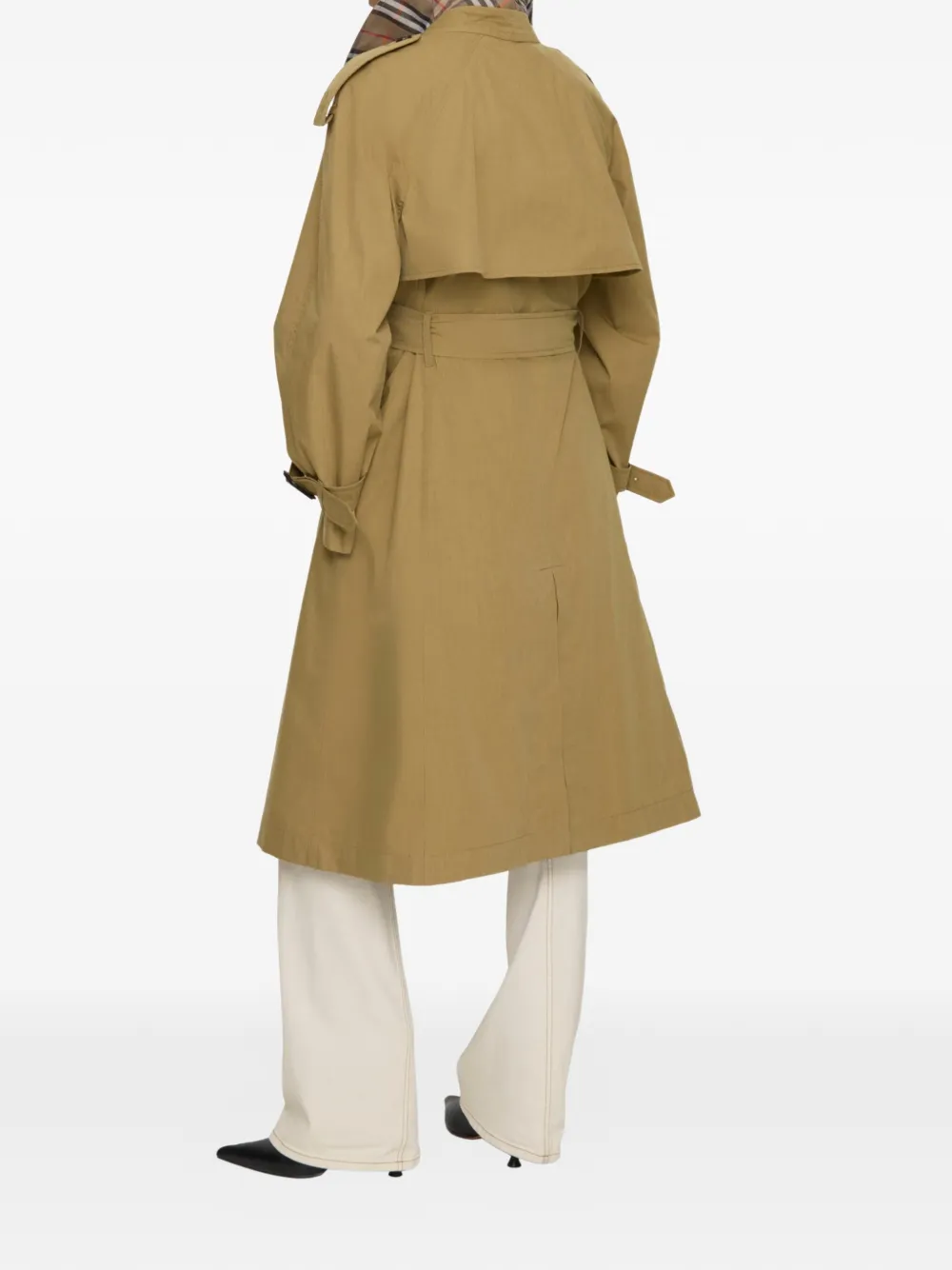 Burberry Fitzrovia lange canvas trenchcoat met warmer Beige
