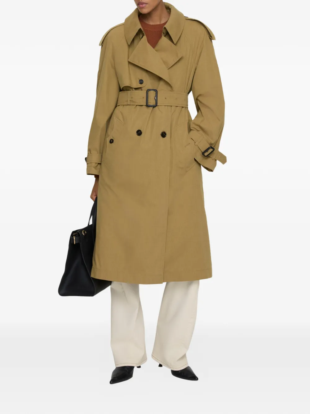 Burberry Fitzrovia lange canvas trenchcoat met warmer Beige