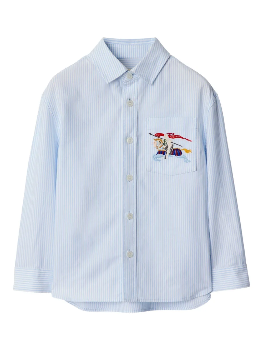 Burberry Kids striped embroidered Oxford shirt - Blau