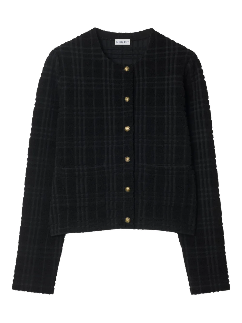 Burberry Check Knitted Cardigan In Black