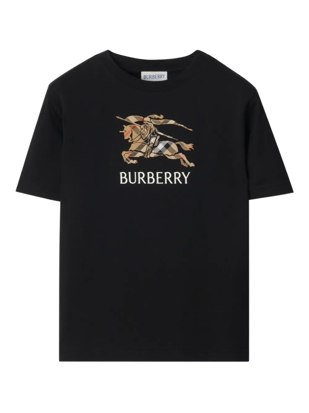 Burberry Kids equestrian knight check cotton T-shirt - Nero