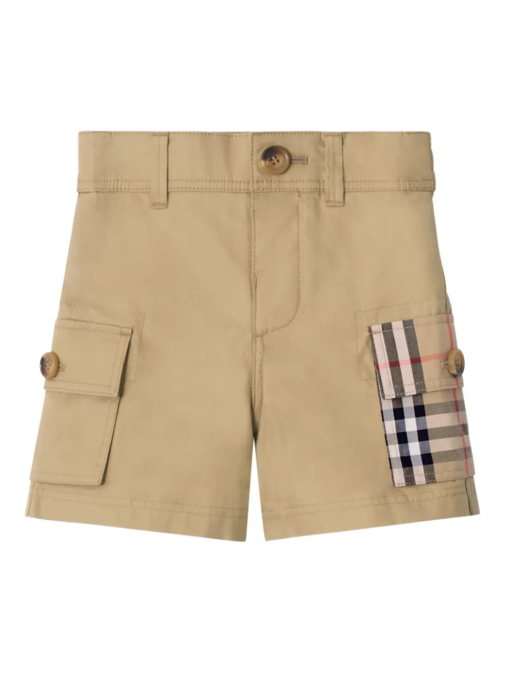 Burberry Kids check pocket cotton cargo shorts - Toni neutri