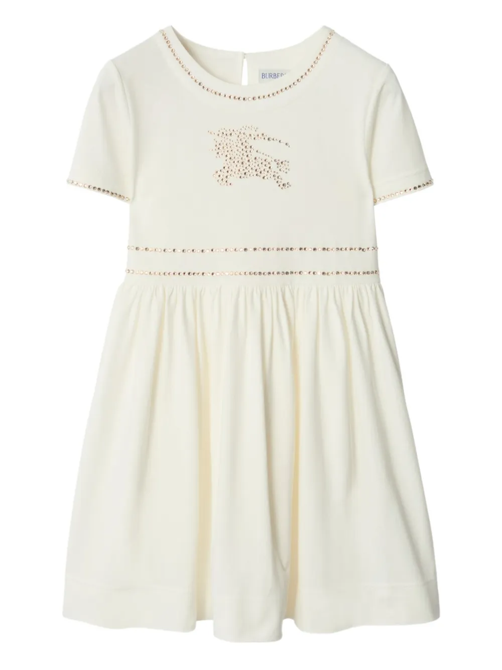 Burberry Kids crystal gathered cotton dress - Bianco