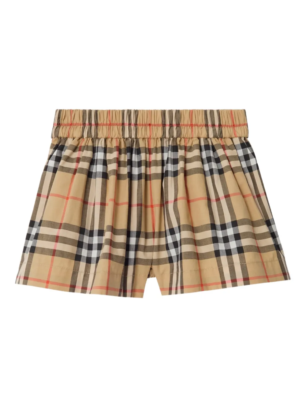 Burberry Kids Geruite elastische shorts - Beige