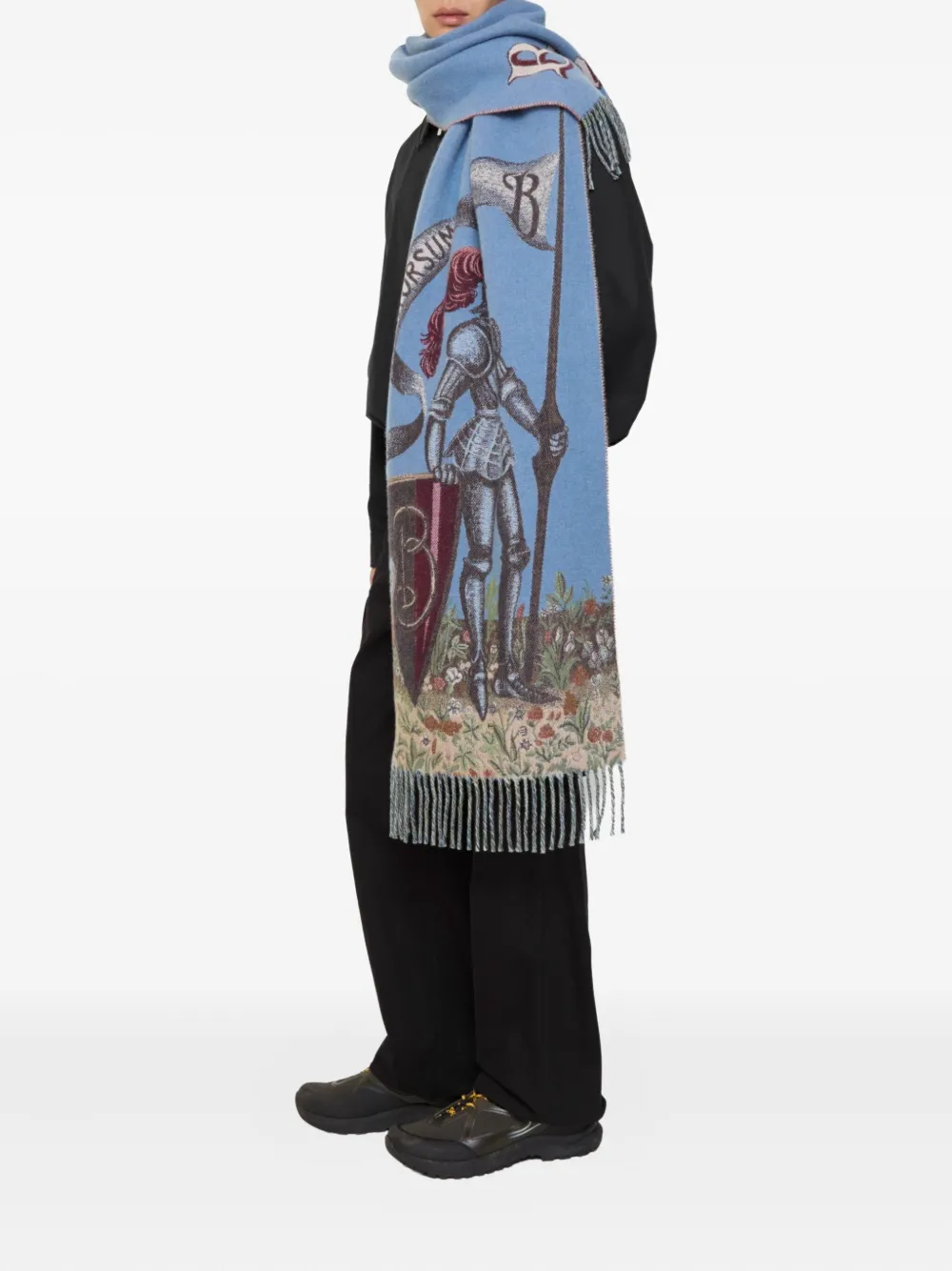 Burberry Knight Portrait Cashmere Scarf In Blue