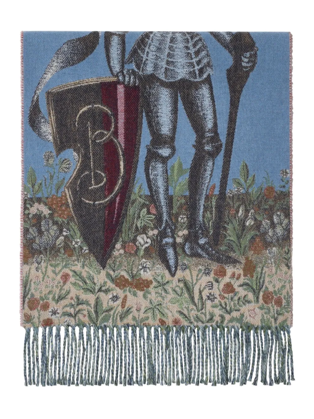 Burberry Knight Portrait Cashmere Scarf In Blue