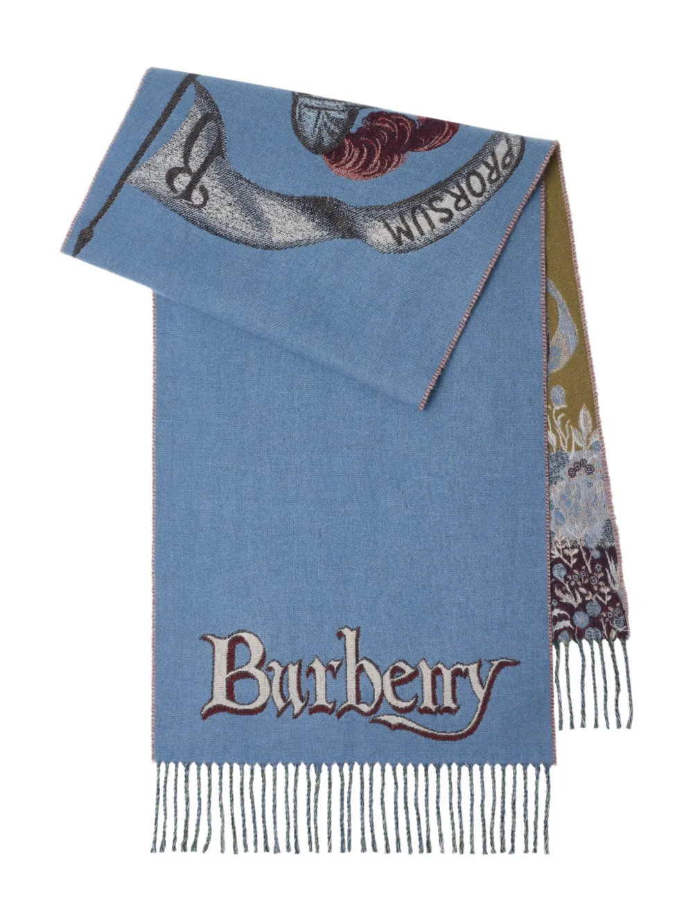 Burberry Knight Portrait Cashmere Scarf In Blue