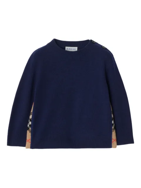 Burberry Kids check patch wool cashmere sweater