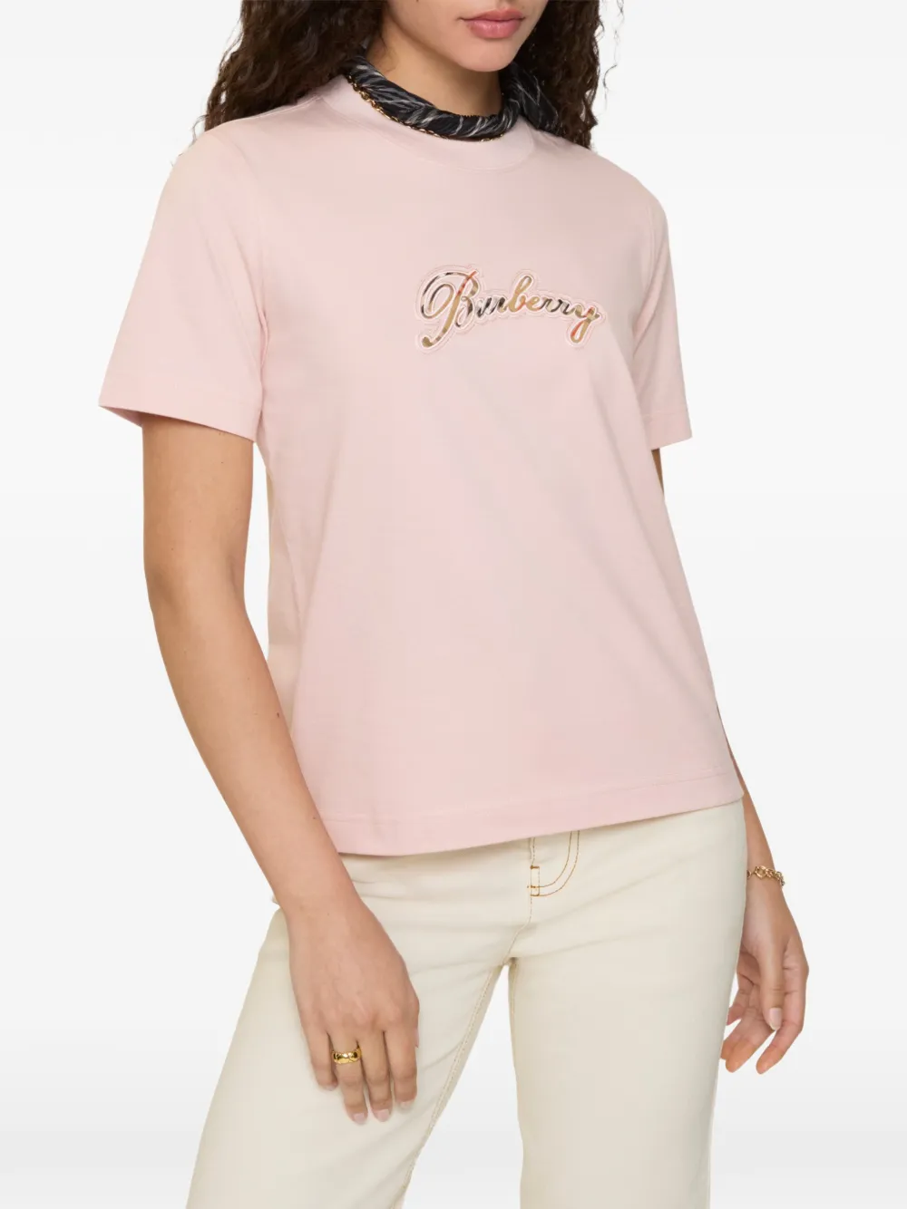 Burberry Katoenen T-shirt met logo Roze
