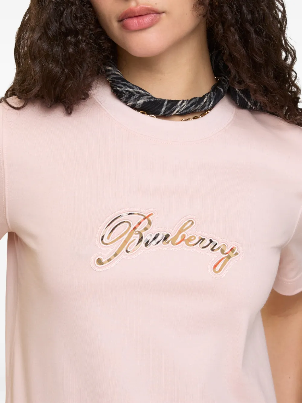 Burberry Katoenen T-shirt met logo Roze