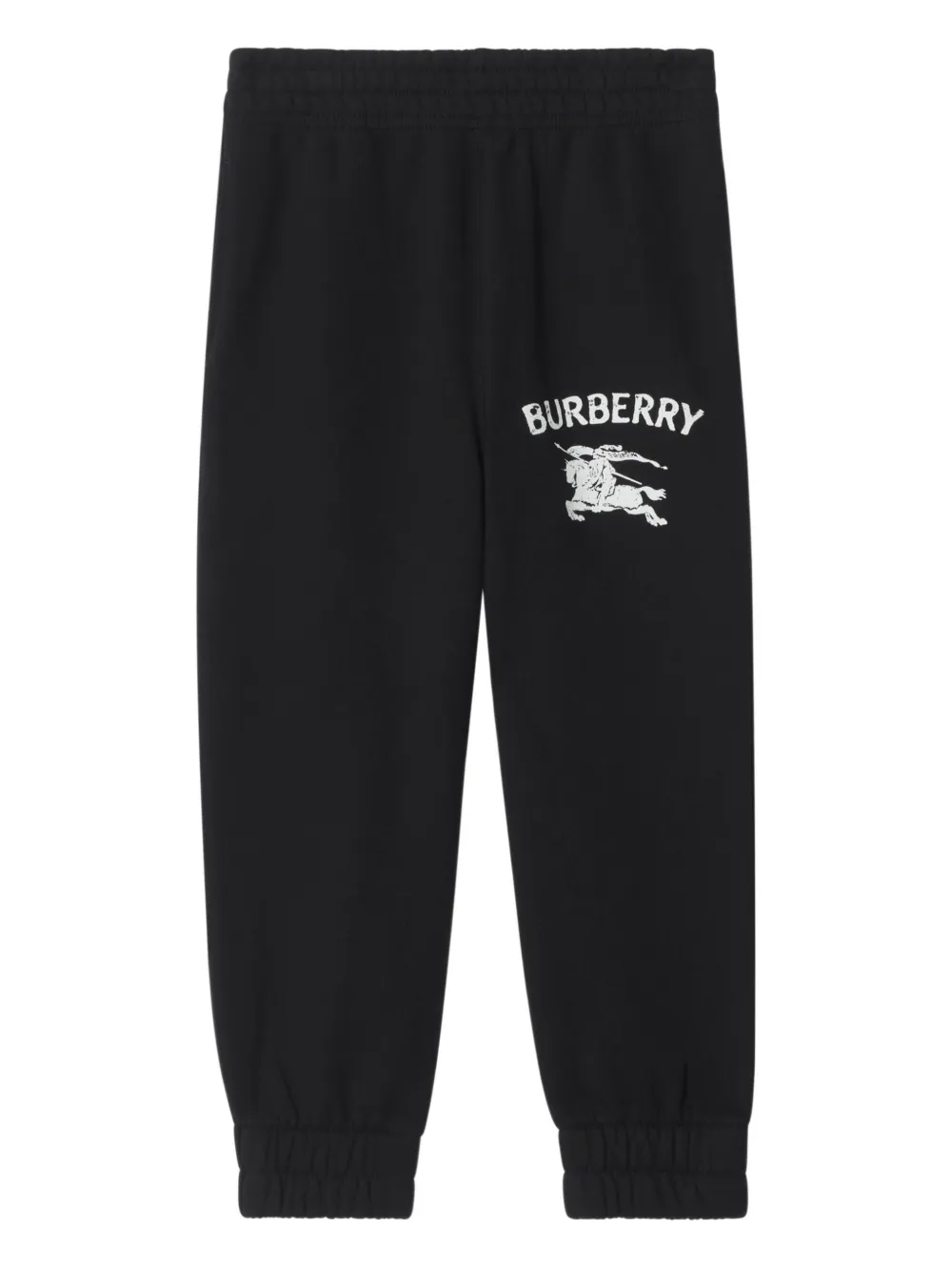 Burberry Kids logo equestrian knight cotton trousers - Black