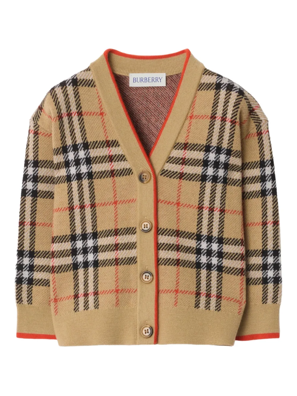 Burberry Kids check V-neck cardigan - Toni neutri