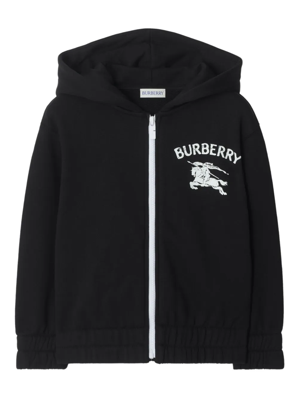 Burberry Kids logo equestrian zip hoodie - Nero