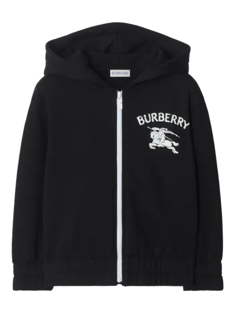 Burberry Kids logo马术拉链连帽衫