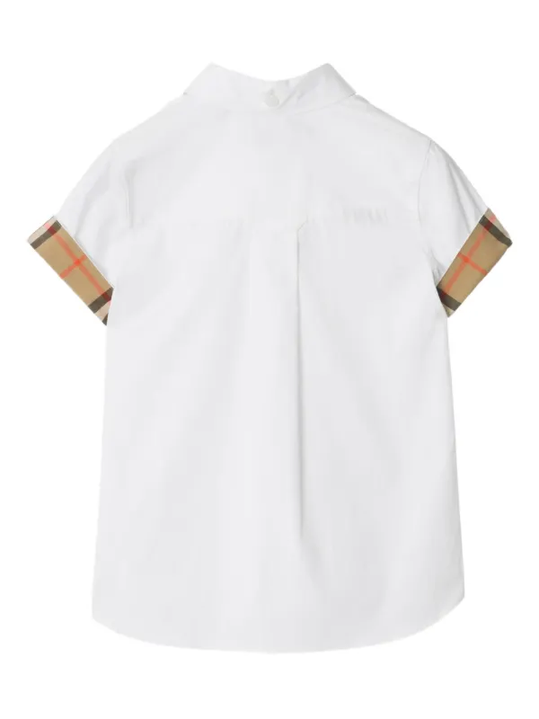 Burberry Kids Check-trim short-sleeve Shirt | White | FARFETCH