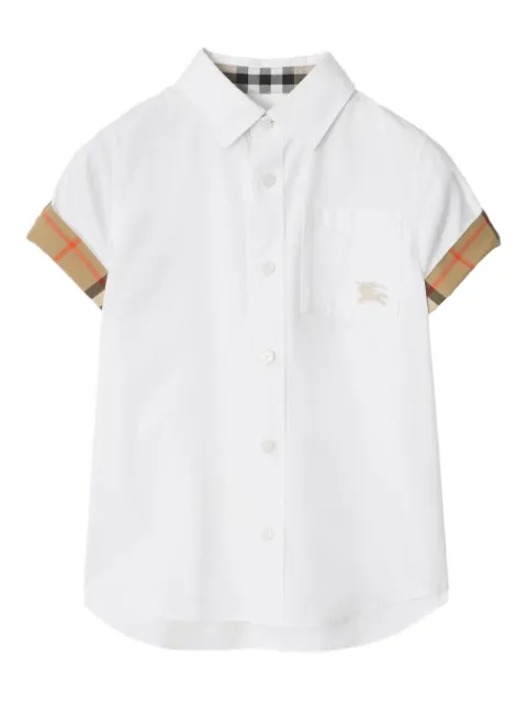 Burberry Kids camisa manga corta con ribete a cuadros
