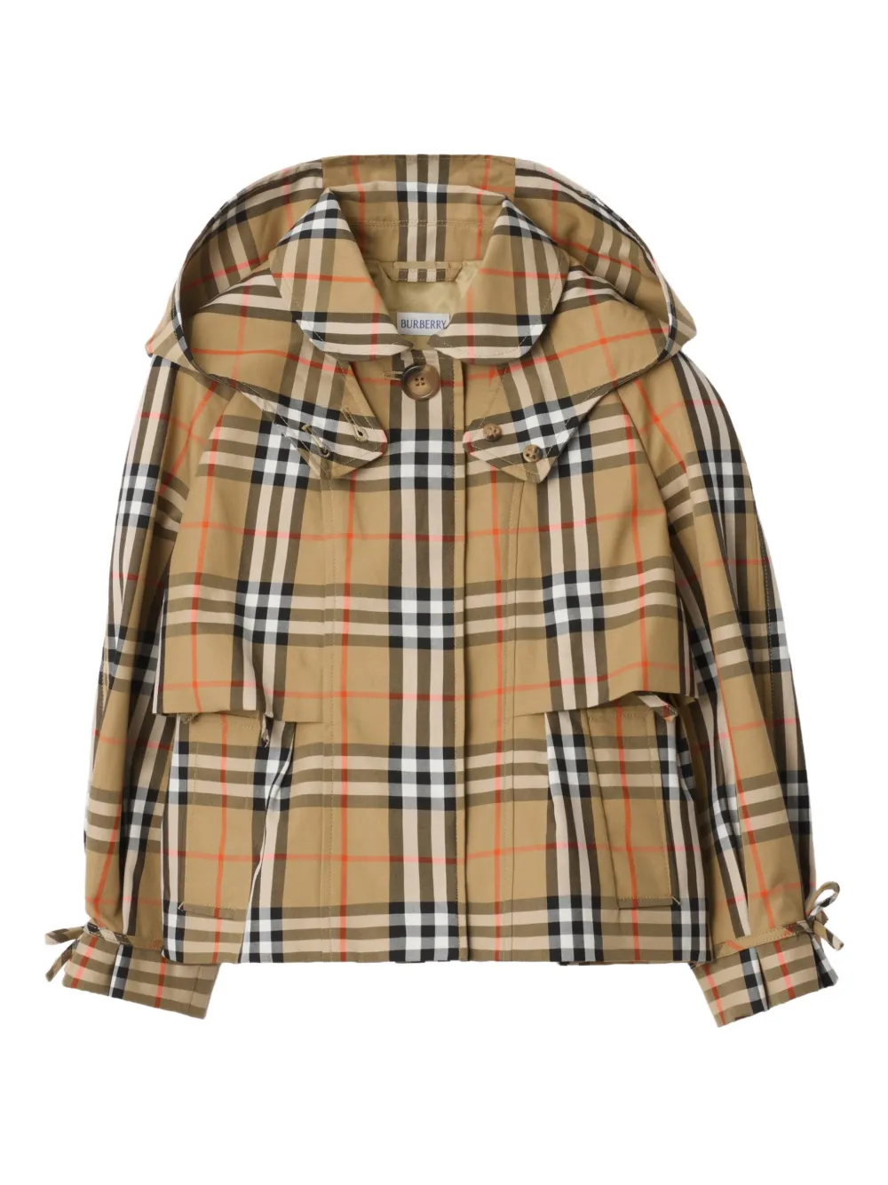 Burberry Kids check hooded trench jacket - Toni neutri