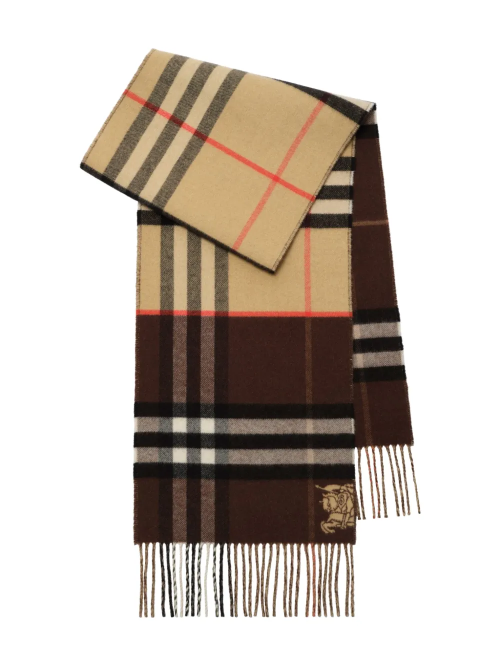 Burberry Contrast Check Cashmere Scarf In Brown