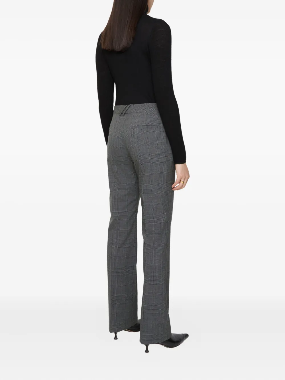 Burberry Check Wool Tailored Trousers In Gray