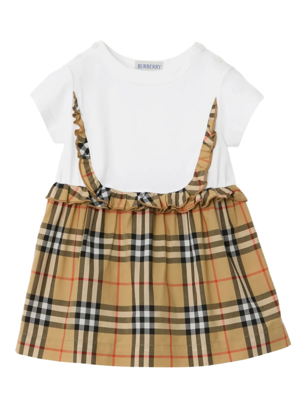Burberry Kids Geruite jurk set met ruches - Beige