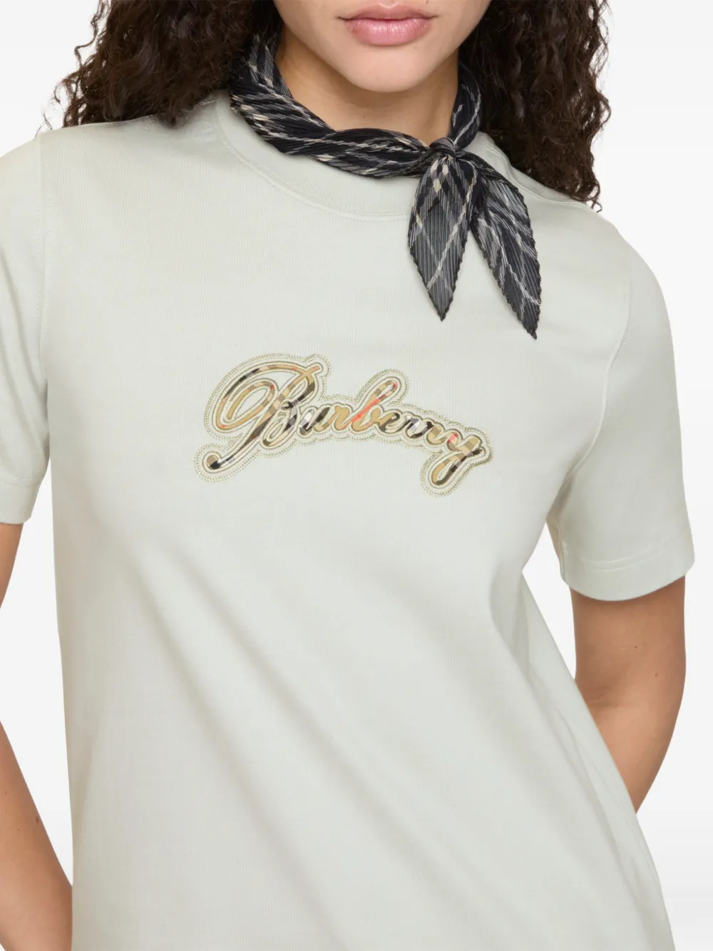 Burberry Katoenen T-shirt met logo Beige