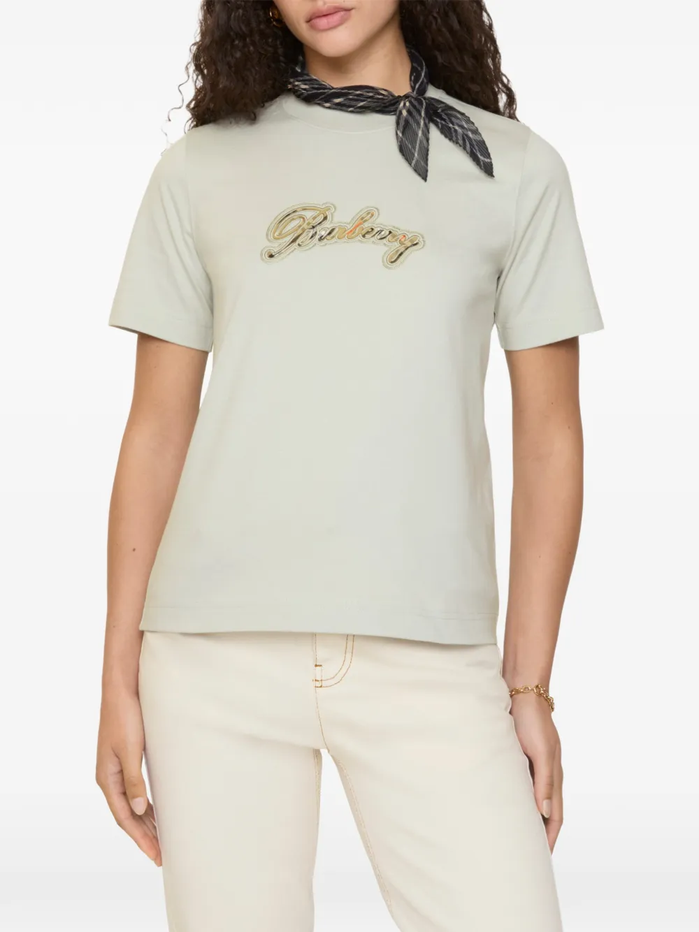 Burberry Katoenen T-shirt met logo Beige