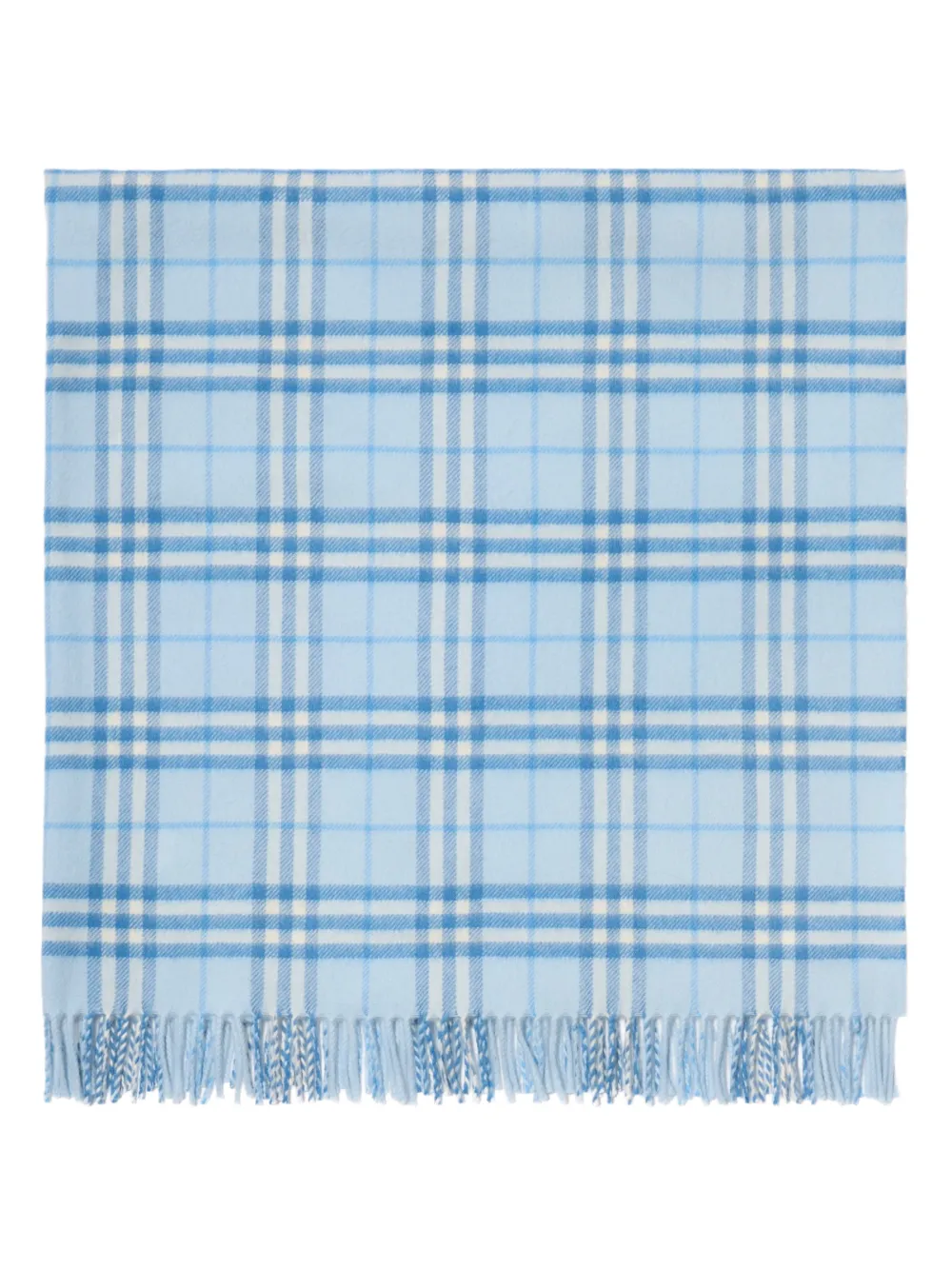 Burberry Kids Geruite wollen babydeken met franje - Blauw