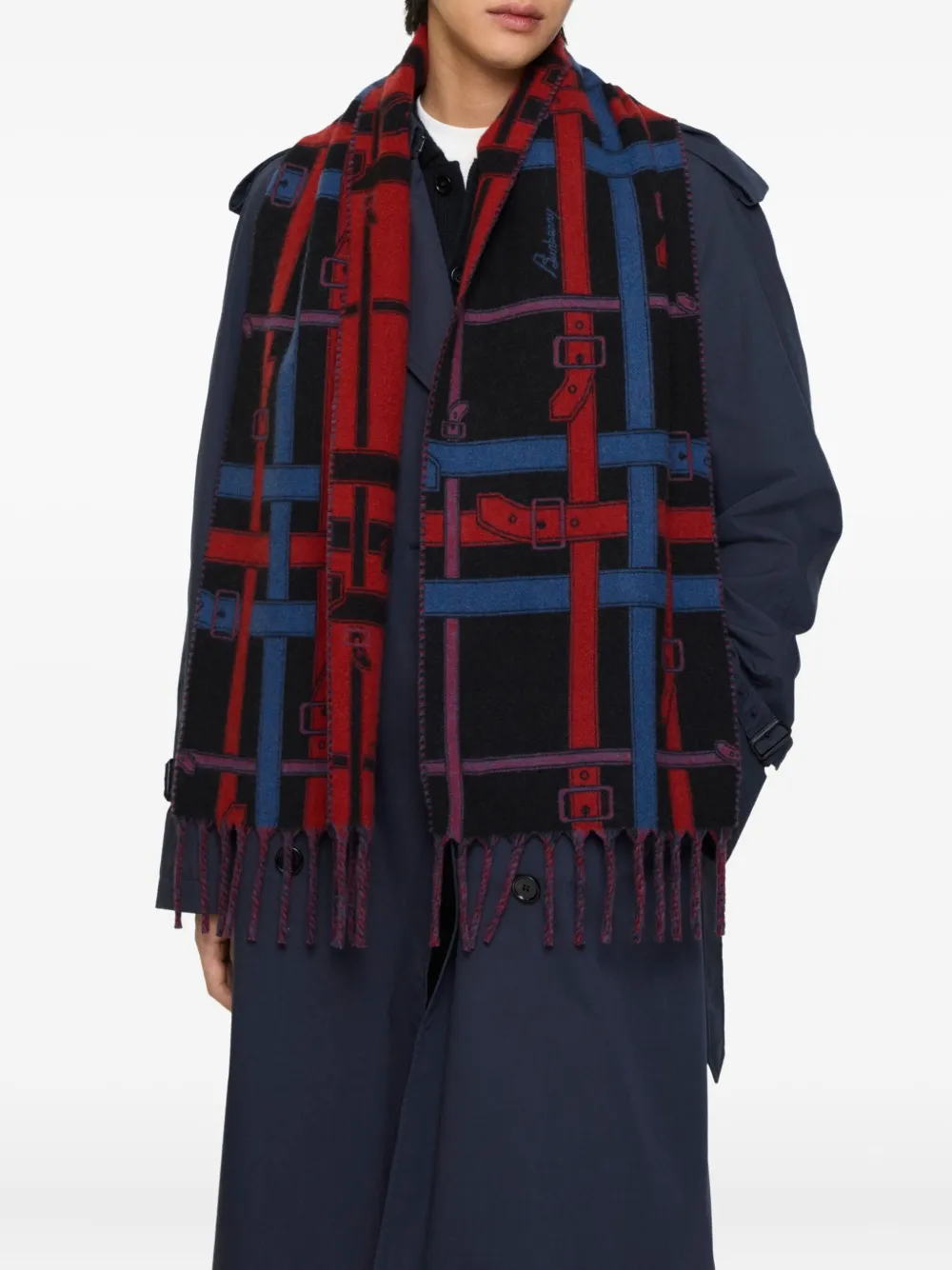 Burberry Belt Check kasjmier sjaal Blauw