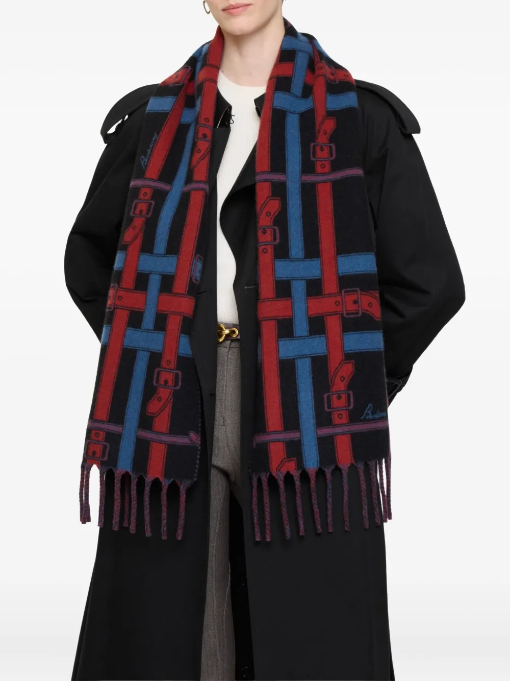 Burberry Belt Check kasjmier sjaal Blauw