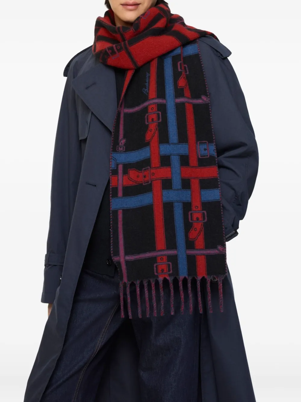 Burberry Belt Check kasjmier sjaal Blauw